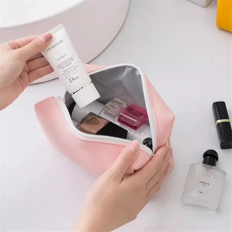 sac à cosmétiques imperméable en pu pour femmes, sacs de voyage mignons aux couleurs acidulées, sacs de maquillage portables pour femmes, sac de rangement pour articles de toilette, boîte organisatrice