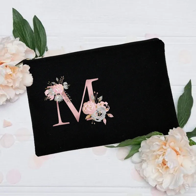 trousse de maquillage personnalisée avec nom initial, trousse à cosmétiques de mariée, pochette de toilette monogramme en toile, cadeaux pour demoiselle d'honneur, sacs de maquillage