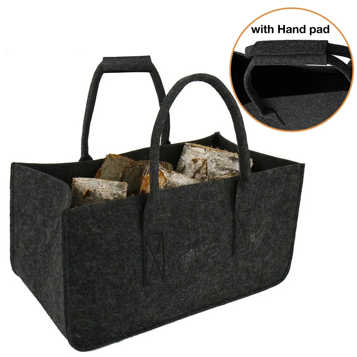 Sac fourre-tout pour le bois de chauffage, porte-bûches de cheminée, support à piles, sac de rangement en feutre pour le transport du bois, sac à main de Shopping