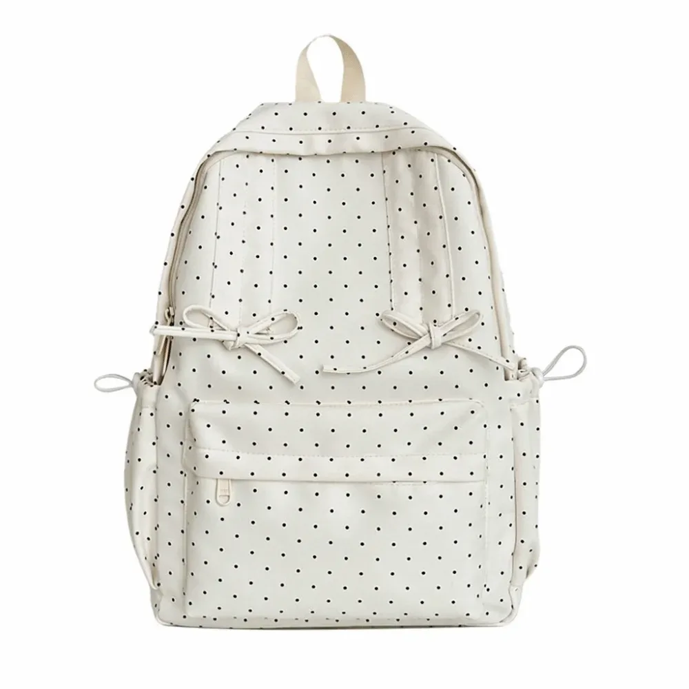 sac à dos y2k à pois, grande capacité, léger, minimaliste, durable, avec nœud, pour étudiants, école, voyage