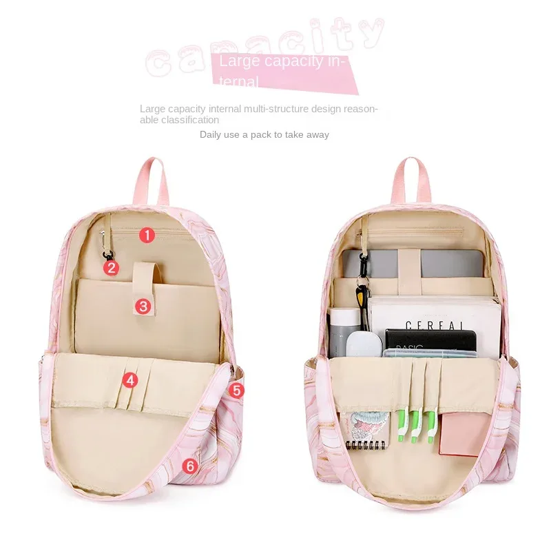 sac à dos d'école pour adolescentes, grande capacité, imprimé, pour écoliers, ensemble pour déjeuner, pour enfants, mignon