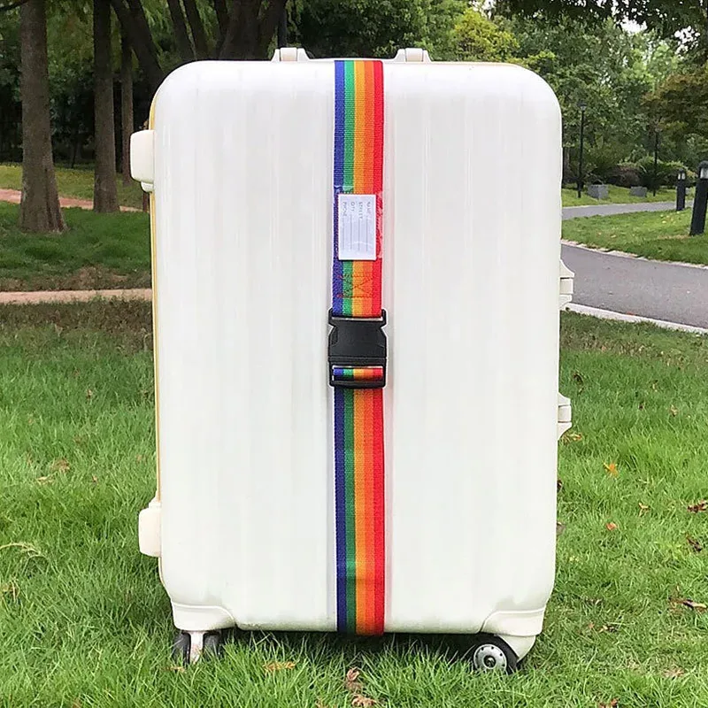 sangles de bagages de forme droite pour valise, ceinture de bagage en polyester avec boucle à dégagement réglable, accessoire de voyage