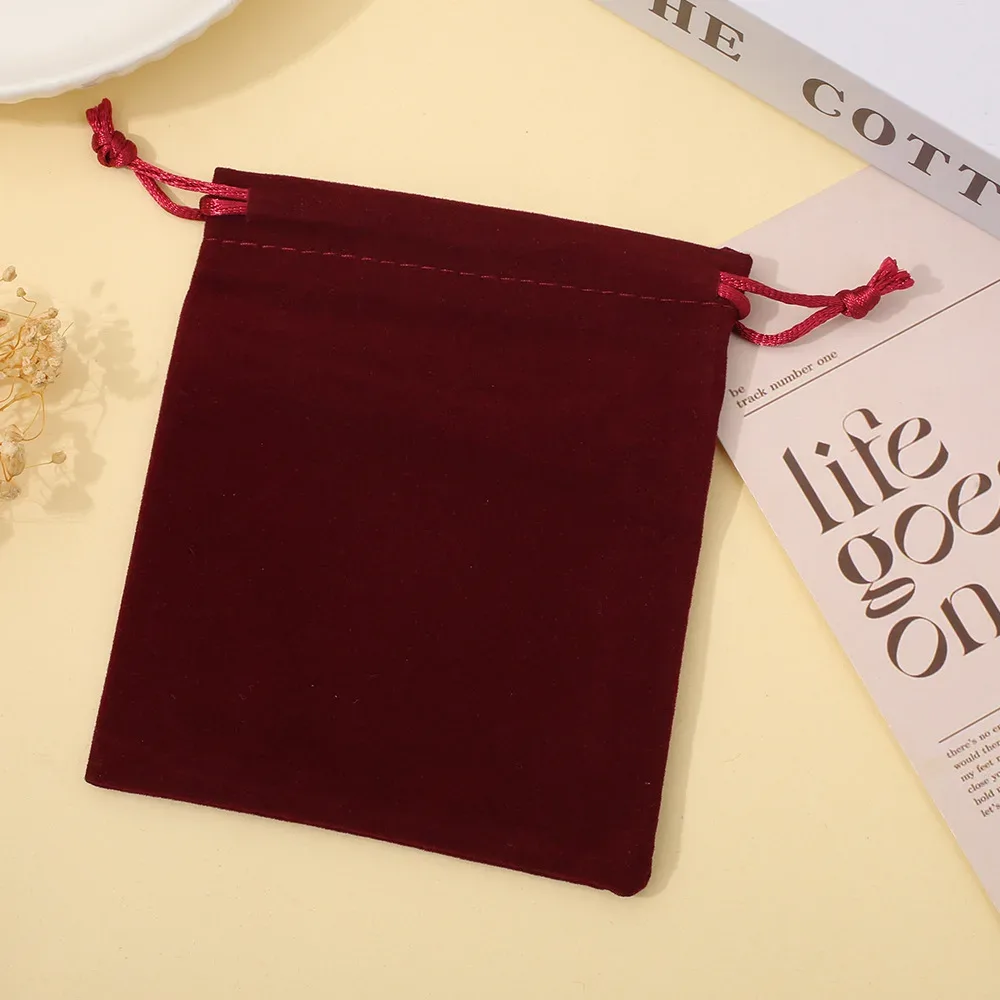 lot de 10 pochettes à cordon en flanelle avec impression de logo personnalisé, sac de rangement pour bijoux en velours doux coréen, petit sac à cordon portable