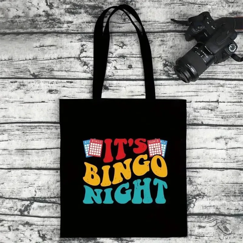 sac fourre-tout de nuit de bingo coloré et élégant, grande capacité, thème de bingo ludique, parfait pour les fêtes, les voyages et le shopping, cadeau de bingo
