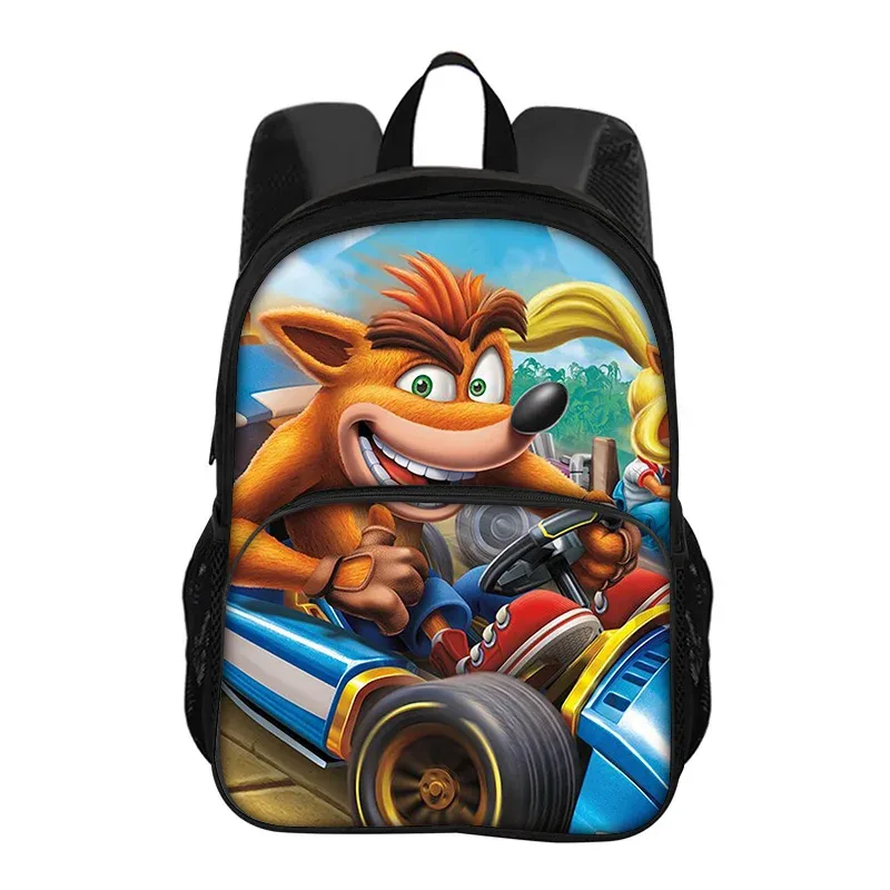 sac à dos rond crash bandicoot imprimé de dessins animés, nouvelle tendance, haute qualité, le meilleur compagnon scolaire pour les étudiants