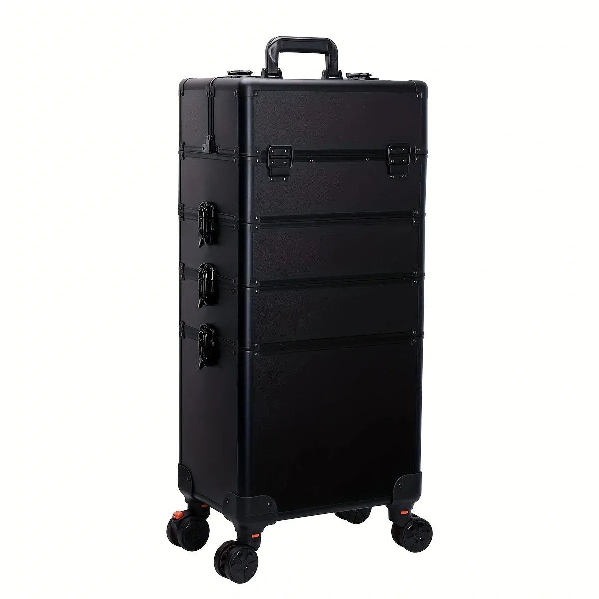 trousse de maquillage à roulettes détachable, grand chariot de rangement pour cosmétiques, 4 couches, organisateurs de maquillage de grande capacité, étui de voyage avec clé