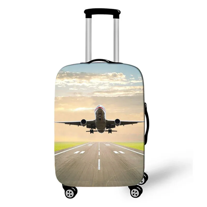 juste de valise de voyage 3d en tissu élastique, housse de protection pour bagages, housse épaisse pour valise à roulettes, accessoire de voyage, avion, 18-32 pouces
