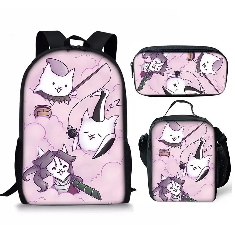 the battle cats – ensemble de trois pièces, sac à dos pour étudiant, sac à stylos, sac de repas, ensemble de trois pièces