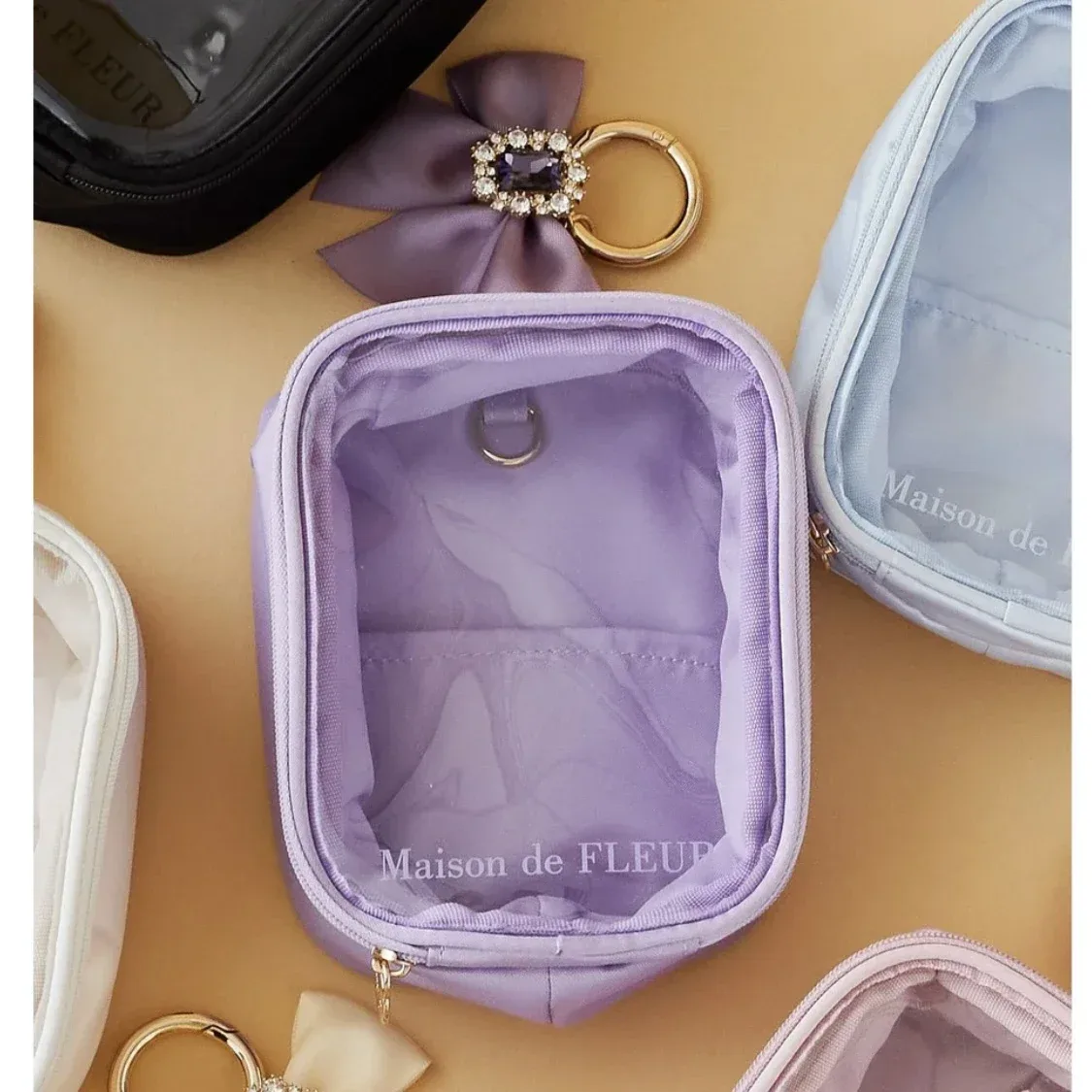 trousse de maquillage estivale pour femme, style japonais doux et mignon, fermeture éclair, nouveauté 2025, sacs de rangement suspendus macaron pour femmes