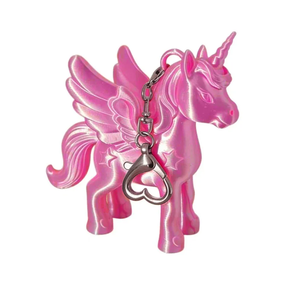porte-clés licorne rose style coréen, pégase imprimé en 3d, breloque mignonne pour sac, fermoir cœur, pendentif pour sac à dos, cadeau pour femme et fille