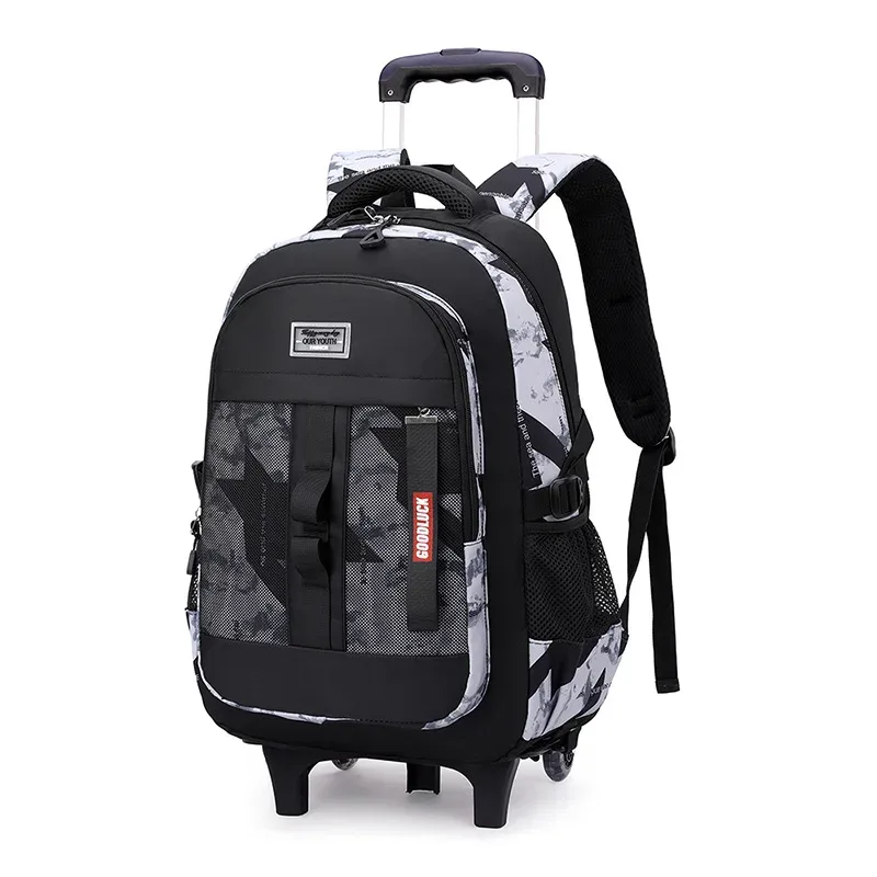 sac de chariot d'école pour adolescents garçon enfants étudiant sac à dos roulant sac d'école avec roues sac à dos à roulettes de voyage sacs de livre
