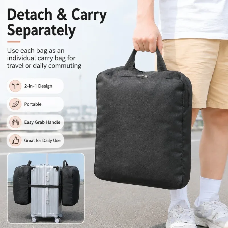 sac d'expansion double face pour bagages, pochette de rangement de voyage détachable pour valise, organisateur de sac pliable