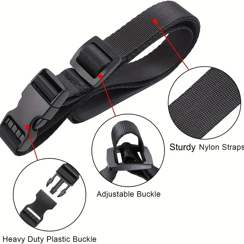 sangles de bagages réglables (4 pièces), attaches en nylon réutilisables pour valise, emballage de voyage, porte-vélos, tente, sac à dos, fixation de cargaison