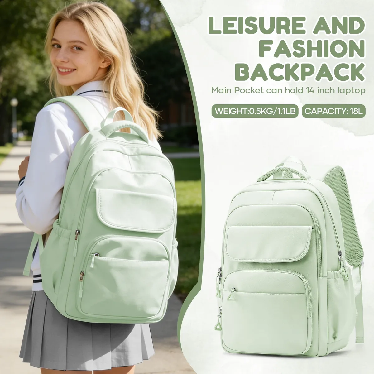 sac à dos scolaire pour filles et garçons, sac à dos décontracté pour l'université avec compartiment pour ordinateur portable, grande capacité, sac d'étudiant pour sorties, rentrée scolaire