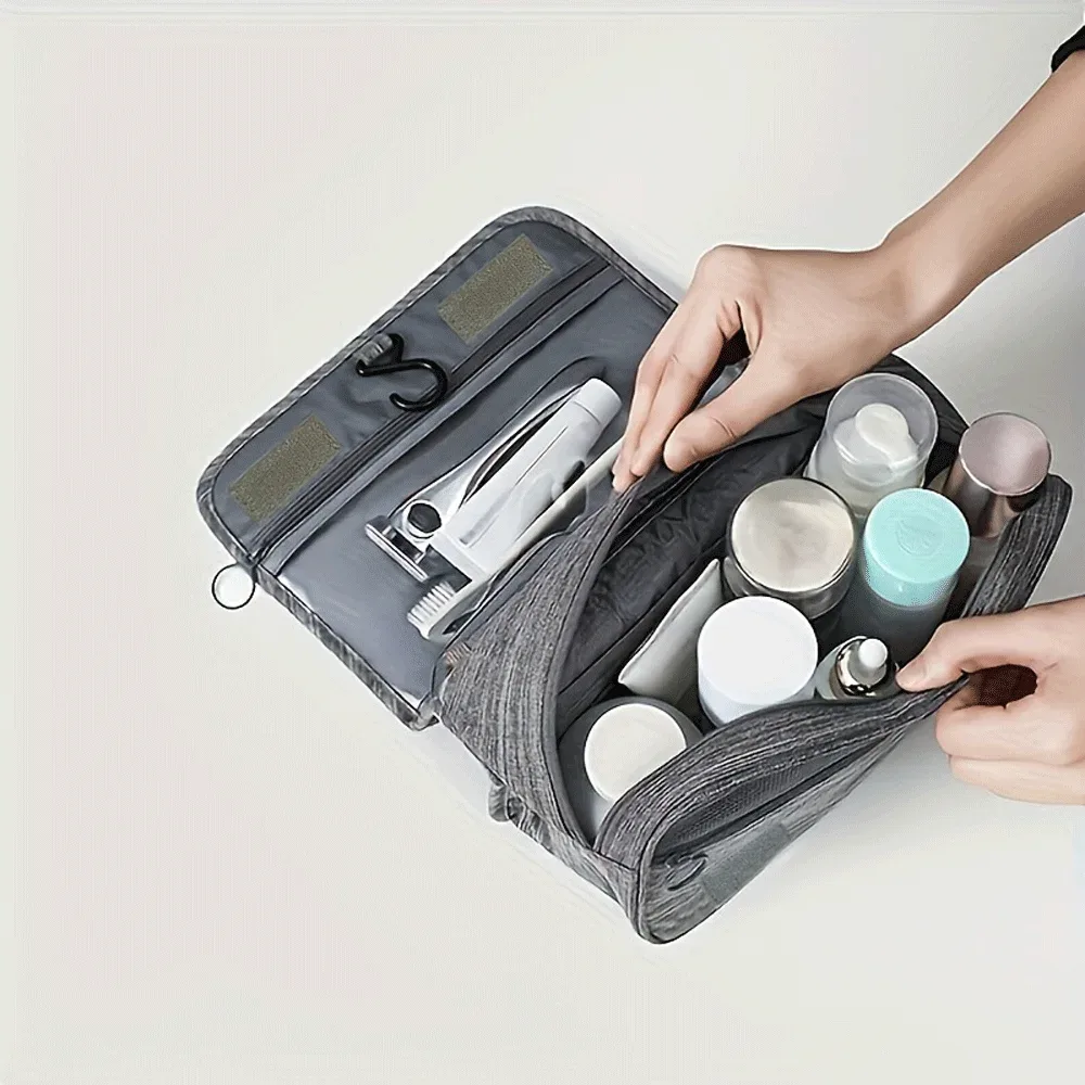 trousse de maquillage portable à motif de dessin animé, unisexe, grande capacité, organiseur de cosmétiques, trousse de toilette suspendue pour femmes et hommes, pour le lavage, le rasage, le maquillage