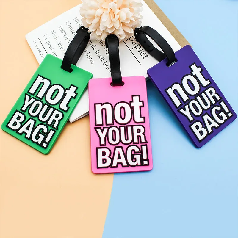 étiquettes de bagage en silicone portable, étiquette de valise, style dessin animé, lettre créative, accessoires de voyage mignons, pas votre sac, mode