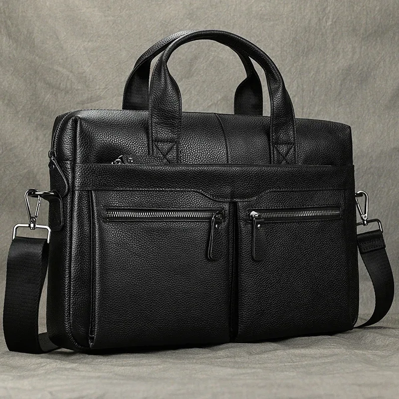 luufan-sac à main en cuir véritable pour homme, sac à bandoulière, sac à main pour ordinateur portable, a4, bu