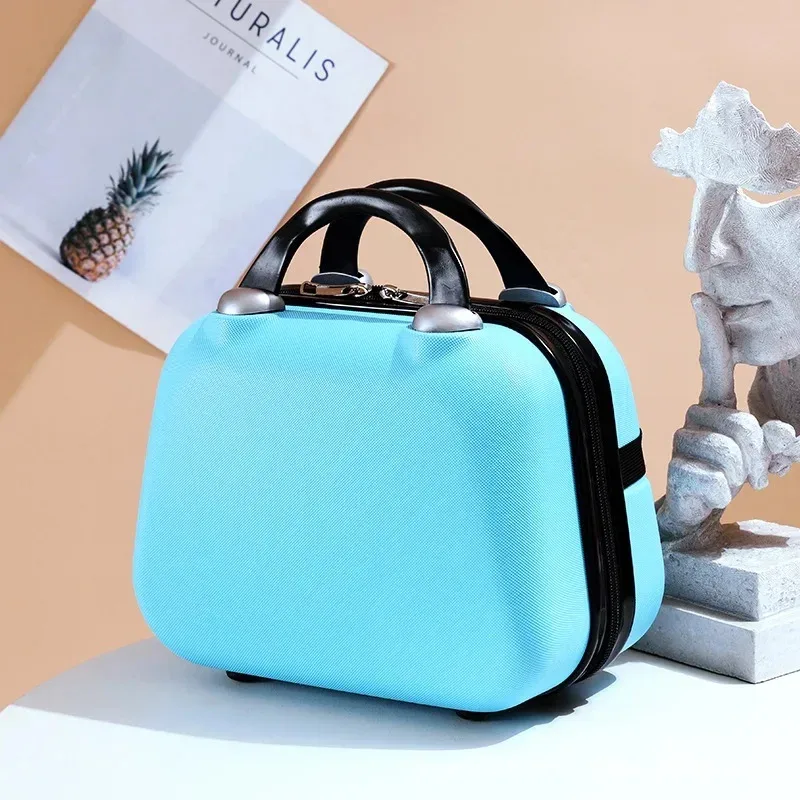 sac de maquillage de voyage pour femmes de 14 pouces, mini valise compacte en plastique abs, design uni, idéal pour un usage personnel