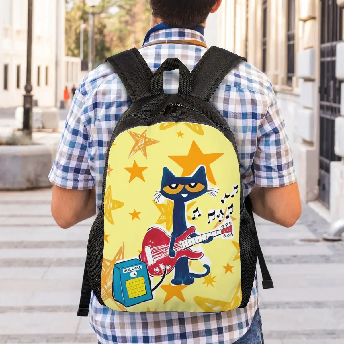 sac à dos pete cat pour homme, en polyester, sacs de voyage durables, style tendance, sacs d'école secondaire, sac à dos