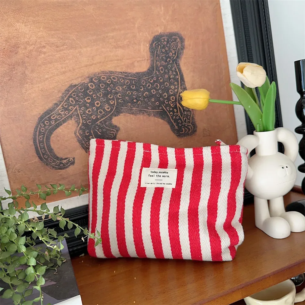 sac à cosmétiques à rayures, sac à cosmétiques étanche pour femmes, petit sac de rangement, étui de maquillage, pochette de voyage organisateur pour dames