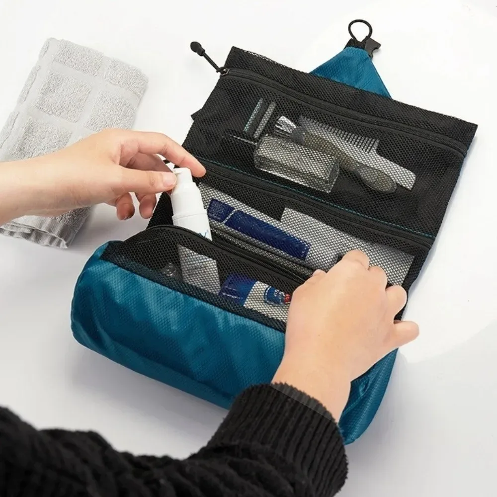 trousse de toilette pliable grande capacité portable, sac de lavage imperméable pour voyage d'affaires, pochette de voyage