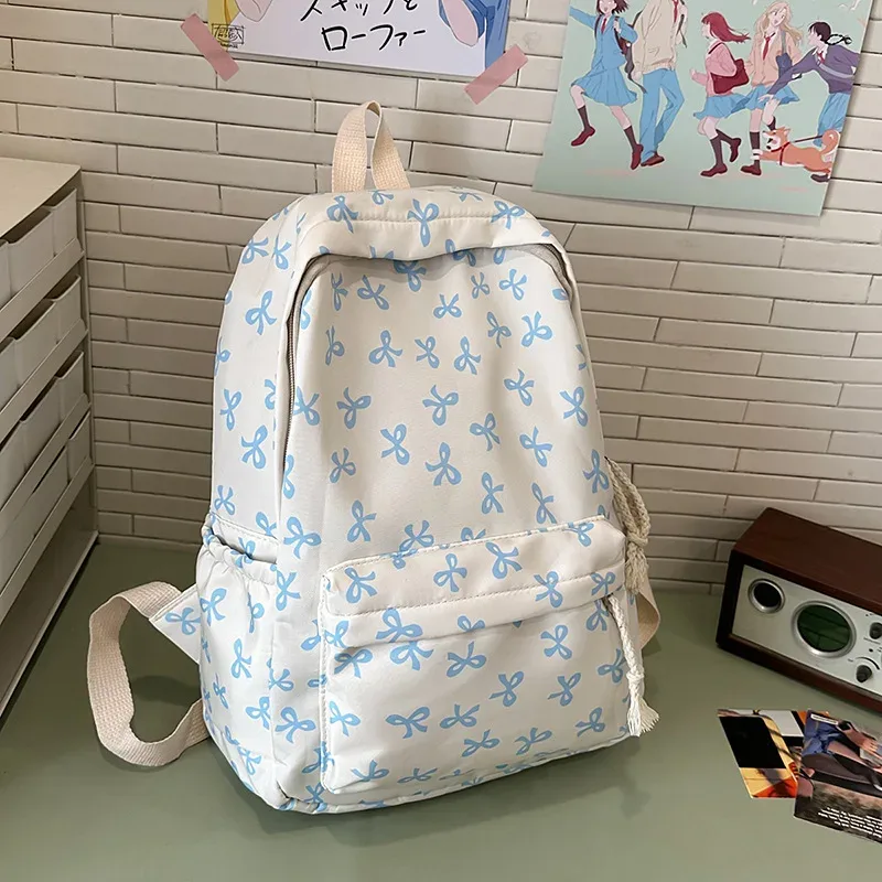 sac à dos japonais mignon de grande capacité, sac d'école à la mode avec nœud papillon, sac à livres pour étudiants, sac à dos léger pour femmes, sac de voyage décontracté