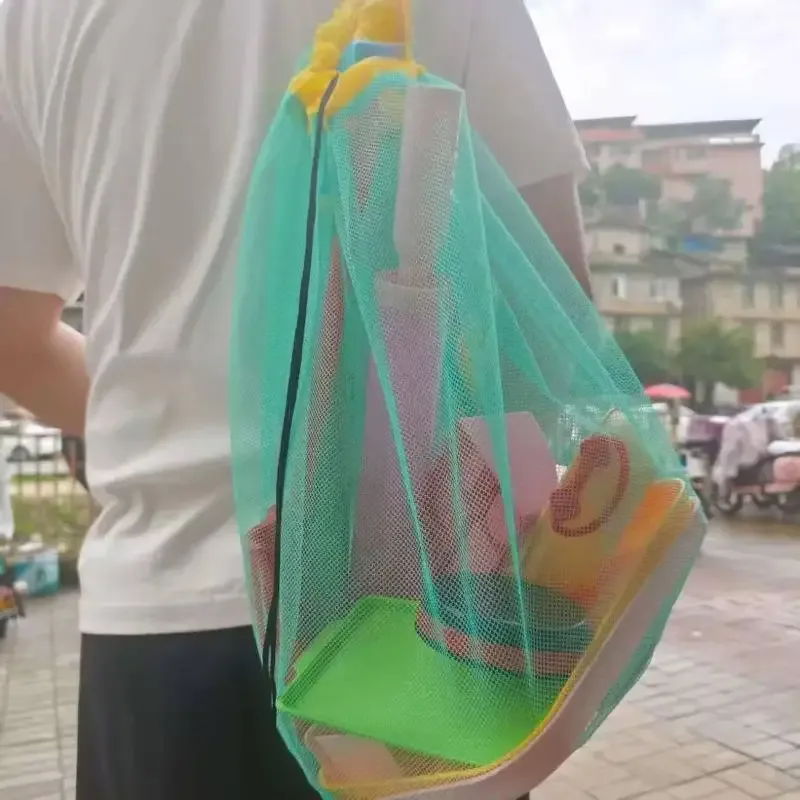 sac de rangement pour jouets de plage en maille de grande capacité, sac pliable respirant et portable pour voyage, organisateur de sac de natation en plein air, 1 pièce