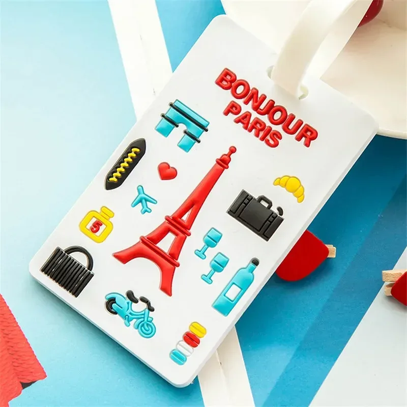 accessoires de voyage étiquettes d'embarquement de bagages créatives étiquette de bagage dessin animé animal gel de silice valise id addres support étiquette portable