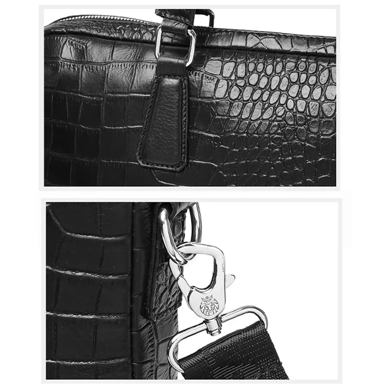 schlatum véritable cuir crocodile grain porte-documents dur pour hommes 15.6 pouces mallette pour ordinateur portable sacs ordinateur sac sacs à main de luxe