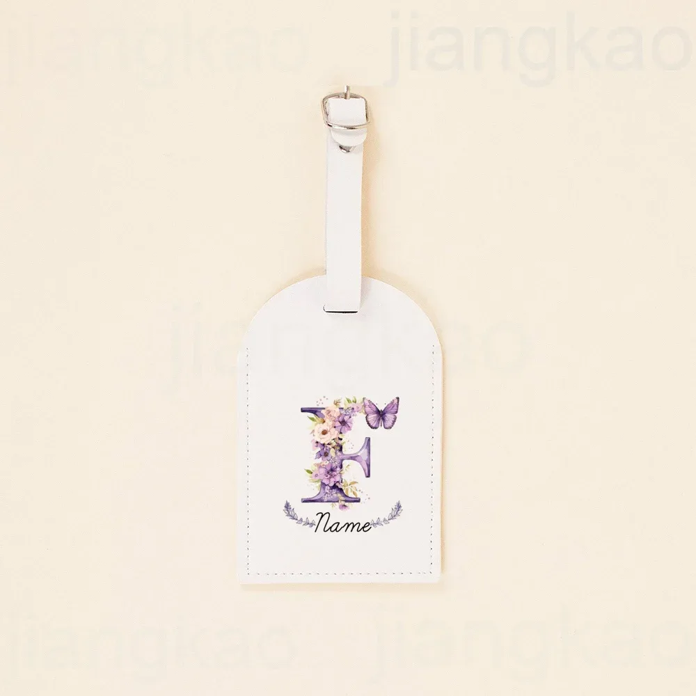étiquette de bagage personnalisée en pu, lettre florale avec nom, étiquette de valise, accessoire de voyage, cadeau d'anniversaire de mariage pour elle