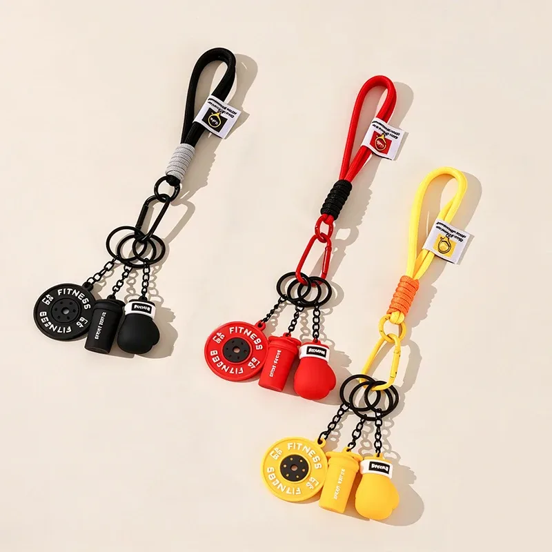 nouvel ensemble de porte-clés gants de boxe en pvc souple, porte-clés mignon, pendentif de sac à dos, cadeau souvenir pour les amateurs de sport