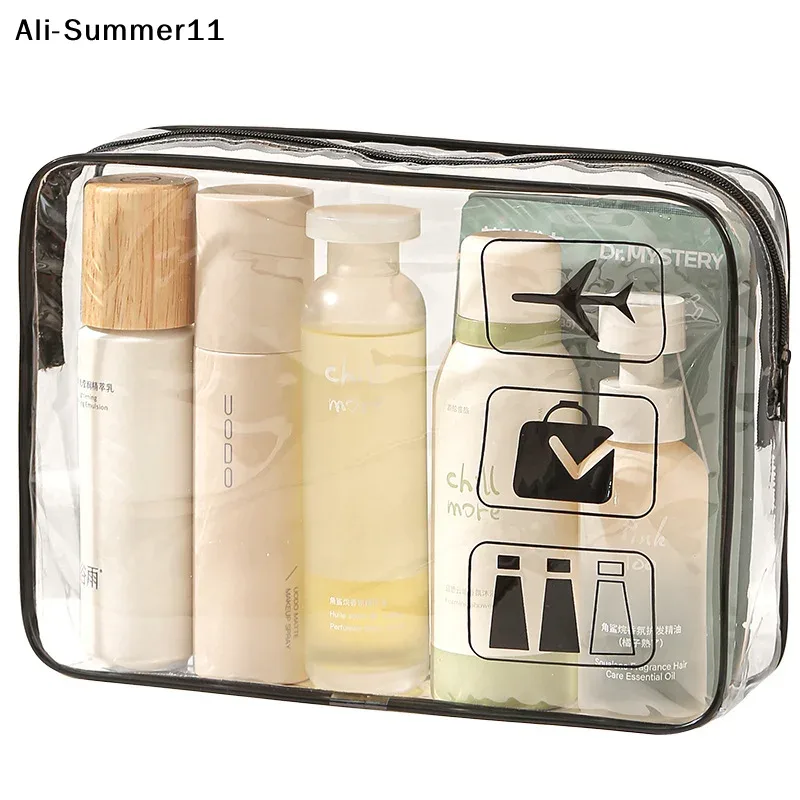 【a6l】trousse de toilette transparente en pvc durable, organiseur de maquillage et cosmétiques de voyage avec fermeture à glissière, accessoire de voyage