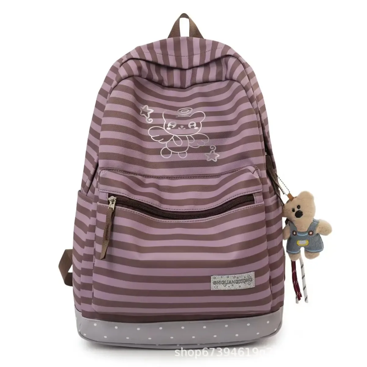 nouveau sac à dos à rayures tendance, unisexe, en nylon, adapté à l'école et à l'éducation, capacité 20-35l, léger, 14 pouces