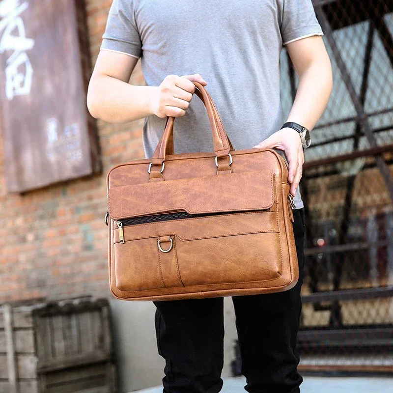 porte-documents tendance minimaliste pour hommes, sac à bandoulière de bureau de grande capacité, sacs à main étanches pour ordinateurs portables d'affaires, sac à bandoulière pour les déplacements
