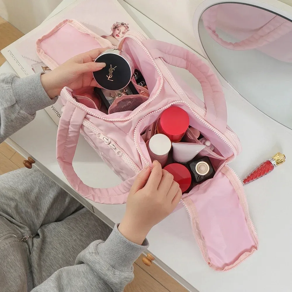 sac de maquillage de grande capacité pour femmes, portable, voyage, soins de la peau, organisateur de rangement de toilette, sac à main pour dames, étuis à cosmétiques à fermeture éclair, sacs de lavage