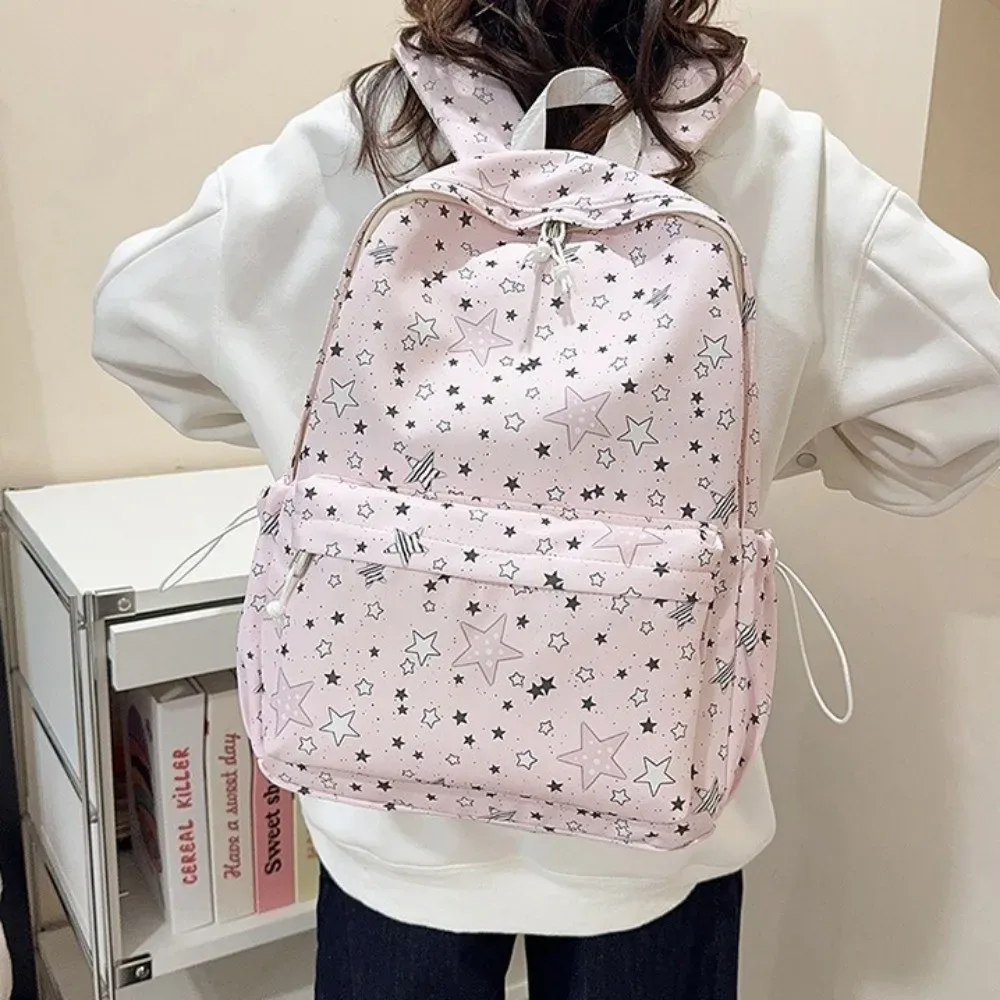 sac à dos en nylon léger à grande capacité, imprimé ciel étoilé, style universitaire, pour étudiants et voyages.