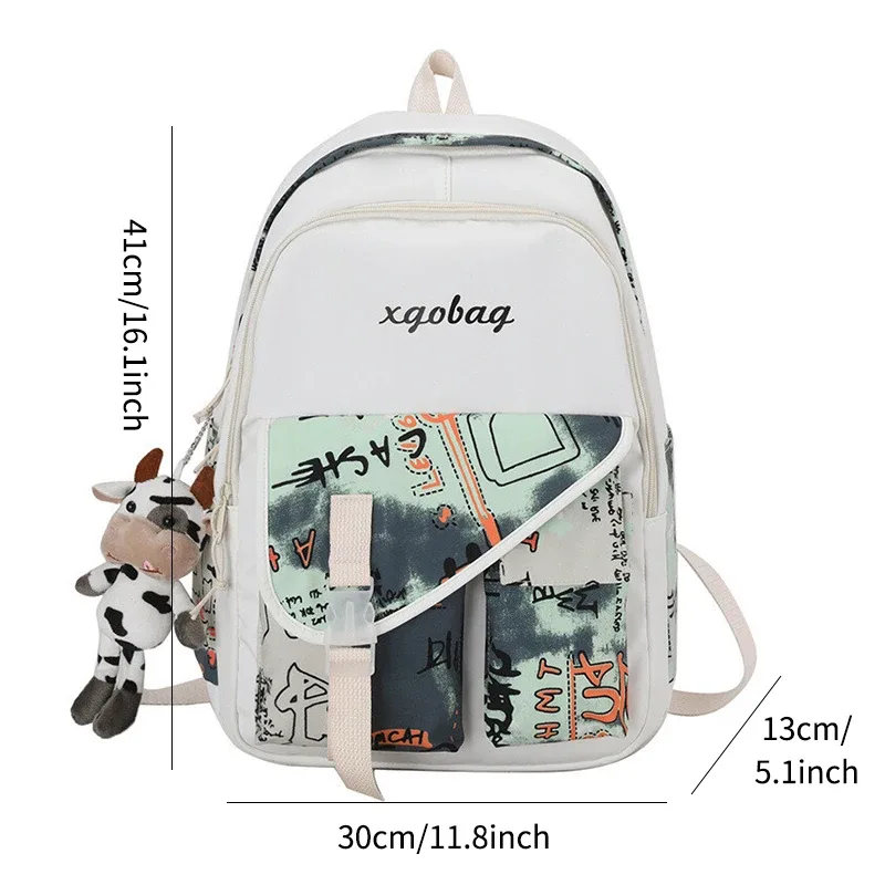 tinyat sac à dos d'école en toile vintage pour filles, sac à livres esthétique avec poches cachées, sac d'université léger pour le sport, la salle de sport