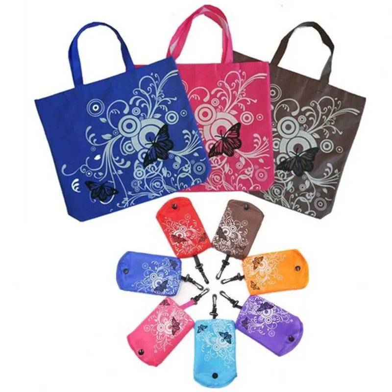 fourre-tout pliant sac à provisions femmes hommes décontracté eco réutilisable fleur papillon pochette épicerie sacs à bandoulière voyage sac à main sacs de shopping