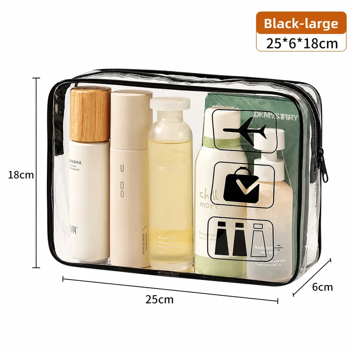sac de voyage portable transparent et étanche pour cosmétiques, grande capacité, sac de rangement pour articles de toilette et maquillage, organisateur pratique à emporter