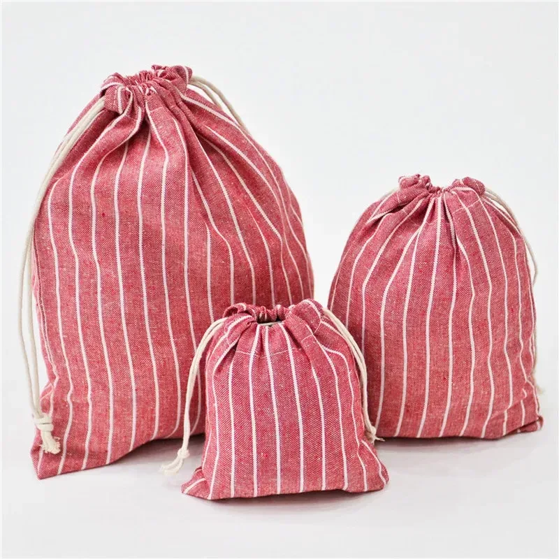 sac de rangement de poche pour paquet, sac de rangement en tissu de coton avec cordon de serrage, sacs de rangement en tissu pour serviettes cosmétiques, trousse de toilette