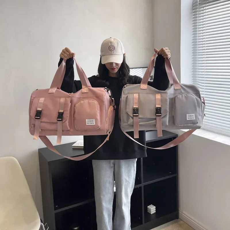 sac de voyage imperméable avec compartiment séparé pour chaussures, sac de sport à compartiments sec/humide, sac bandoulière pour yoga et courts séjours