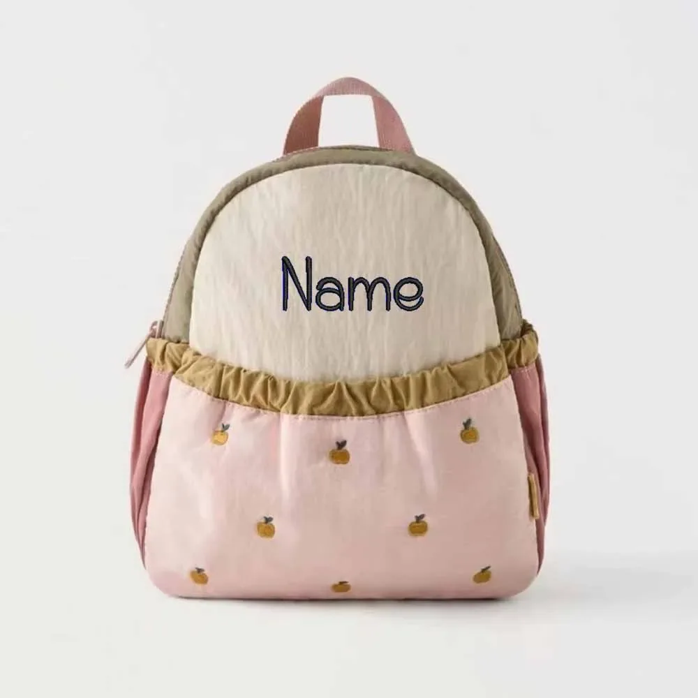 sac à dos de maternelle personnalisé avec broderie de pomme pour enfants, mini sac de voyage léger et mignon à