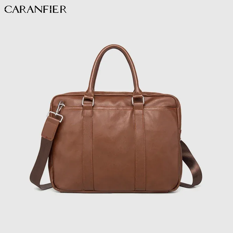 caranfier hommes porte-documents voyage sac à bandoulière en cuir pu loisirs grande capacité sacs pour ordinateur portable affaires luxe crazy horse sacs à main