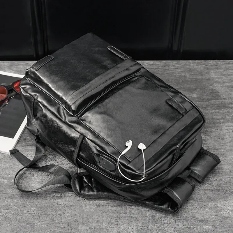 Sac à dos rétro en cuir PU souple pour hommes, sac d'ordinateur, sac de voyage, de Camping, de mode, pour étudiants, sacs d'école