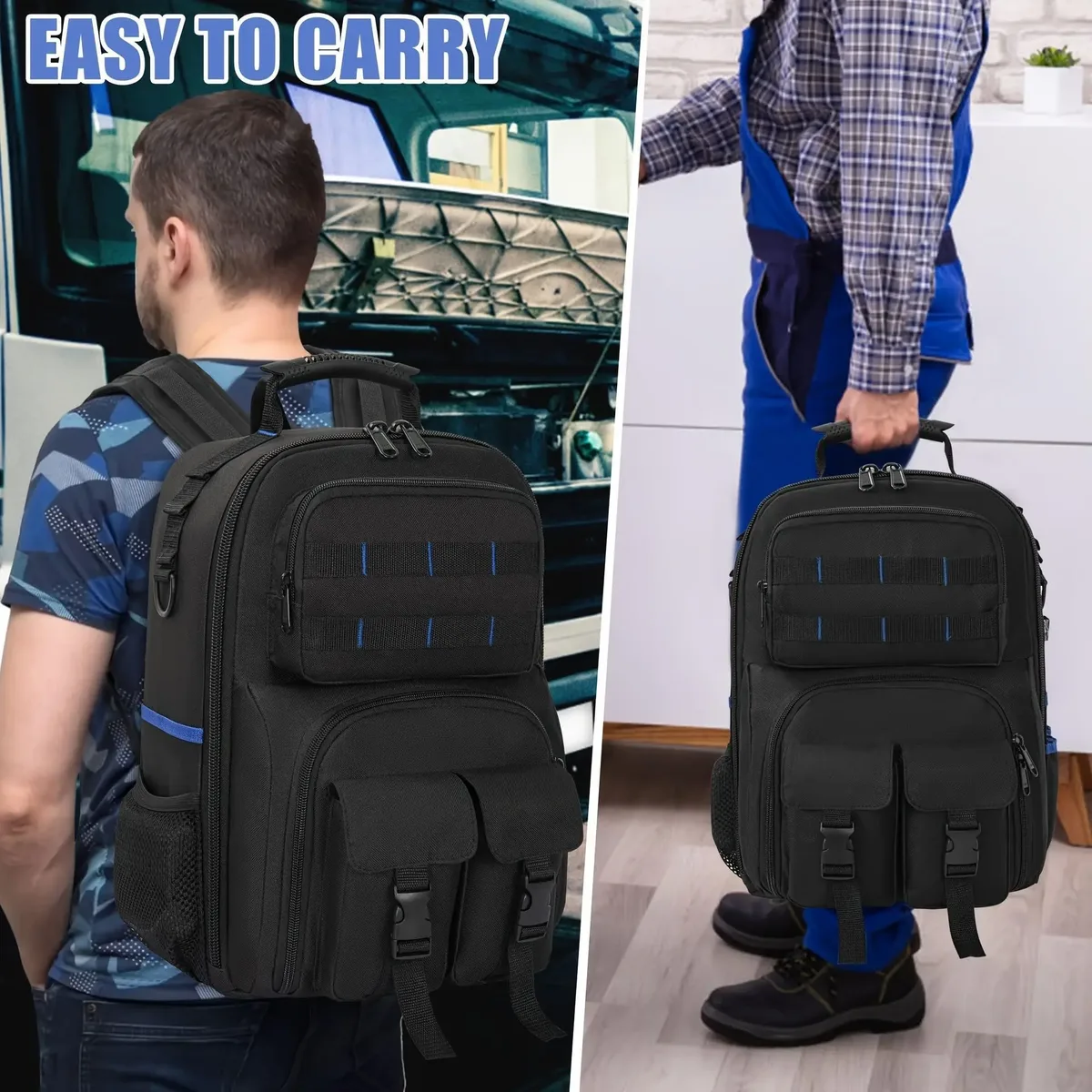 sac à dos multifonctionnel en tissu oxford résistant à l'usure, avec compartiment rembourré amovible pour outils électriques, sac à dos imperméable pour travaux en extérieur