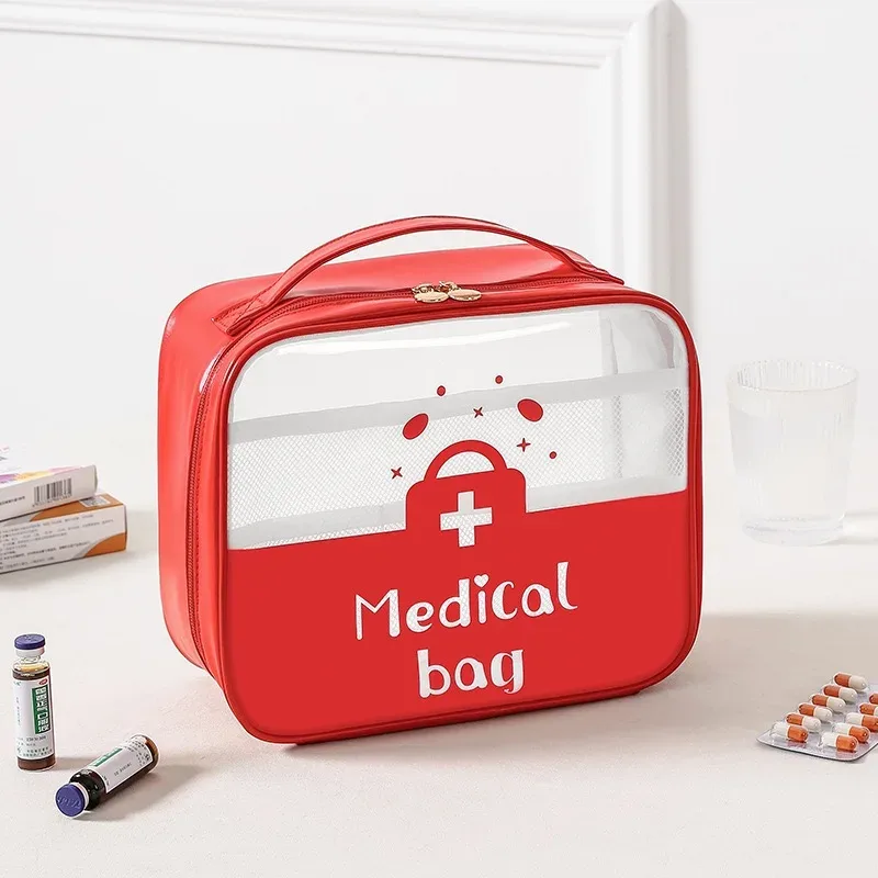 trousse à médicaments transparente et étanche, trousse de premiers soins portable de voyage, sac de rangement de médicaments à domicile, trousse médicale portable de grande capacité