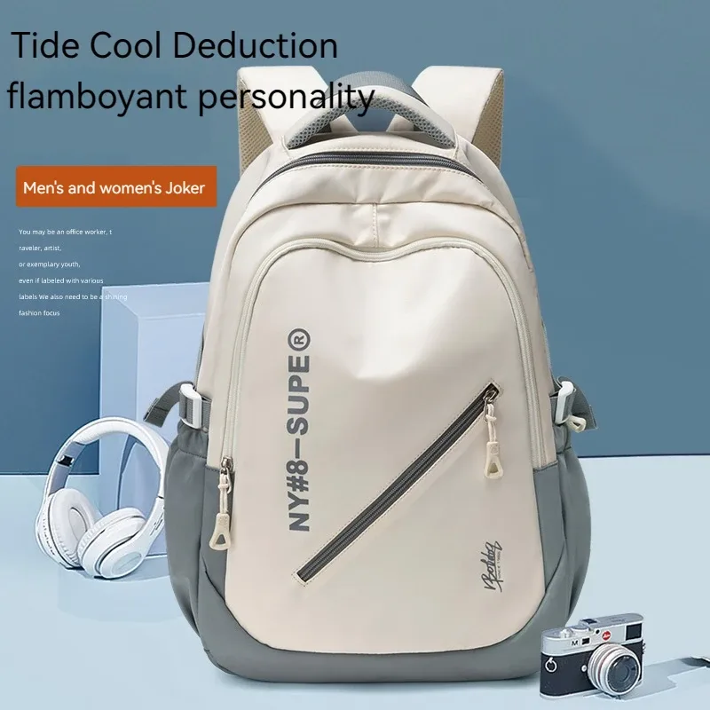 Sac à dos de voyage en toile léger et simple de grande capacité, sac à dos décontracté en nylon imperméable, sac à dos pour ordinateur portable 15/16 pouces