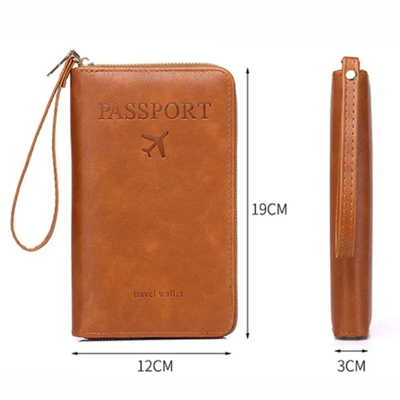 porte-passeport multifonction unisexe pour hommes et femmes, fermeture éclair, étui portefeuille en cuir pu, protection pour billets, accessoires de voyage