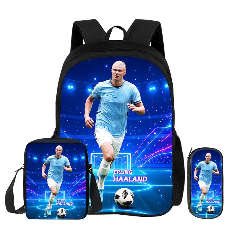 sac à dos d'école, sac à crayons, sac à dos de sport haaland pour enfants, ensemble de 3 pièces, sac à dos de footballeur star, cadeau