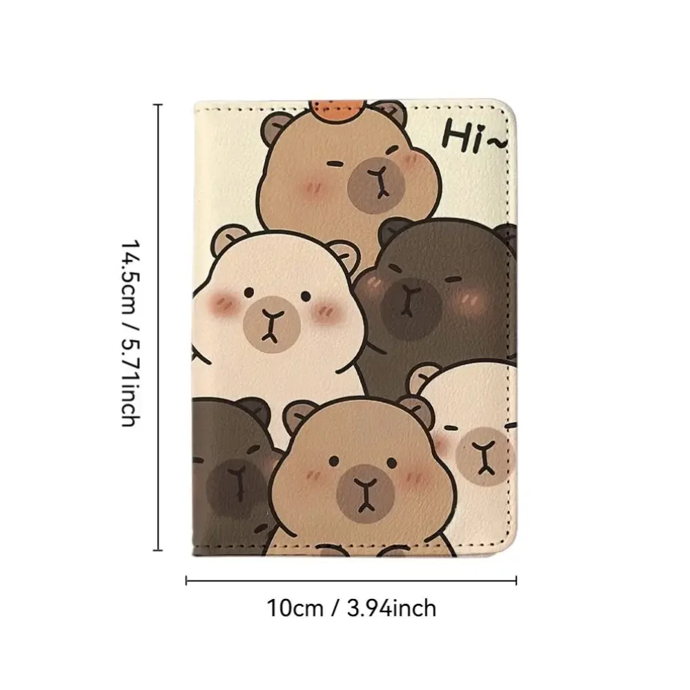 porte-passeport en cuir pu capybara, dessin animé, ultra-fin, sac à passeport multifonction, portefeuille de cartes de crédit portable